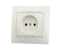 Розетка 1-м СП Мира 16А IP20 без заземл. керам. крем/крем. LEZARD