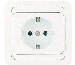 Розетка 1-м СП Mimoza 16А IP20 с заземл. бел./бел. пластик. основание Makel