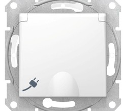 Механизм розетки 1-м СП Sedna IP44 с защ. крышкой защ. шторки с заземл. бел. SchE