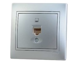 Розетка компьютерная 1-м СП Мира RJ45 метал. сер. Lezard