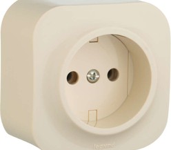 Розетка 1-м ОП Quteo 16А IP20 без заземл. сл. кость Leg
