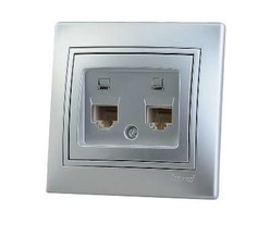 Розетка компьютерная 2-м СП Мира RJ45 метал. сер. Lezard