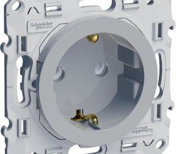 Механизм розетки 1-м СП Odace защ. шторки с заземл. алюм. SchE