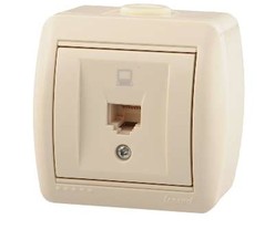 Розетка компьютерная 1-м ОП Ната RJ45 крем. Lezard