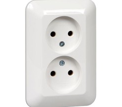 Розетка 2-м СП Прима 16А IP20 без заземл. без защ. шторок (опт. упак.) бел. SchE