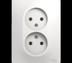 Розетка 2-м СП Glossa 16А IP20 без заземл. бел. SchE