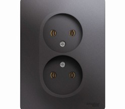 Розетка 2-м СП Glossa 16А IP20 без заземл. в сборе графит SchE