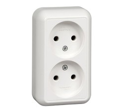Розетка 2-м ОП Прима 16А IP20 без заземл. без защ. шторок (розн. упак.) бел. SchE