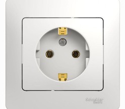 Розетка 1-м СП Glossa 16А с заземл. в сборе бел. SchE