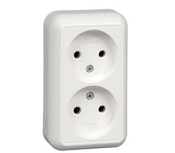 Розетка 2-м ОП Прима 16А IP20 без заземл. без защ. шторок монтаж. пласт. (розн. упак.) бел. SchE