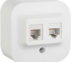 Розетка компьютерная + телеф. 1-м ОП Quteo 2мод. RJ11 + RJ45 CAT.5E UTP бел. Leg