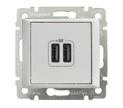 Механизм розетки 1-м USB 2мод. СП Valena бел. (DIY-упак.) Leg