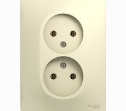 Розетка 2-м СП Glossa 16А IP20 без заземл. беж. SchE
