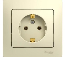 Розетка 1-м СП Glossa 16А с заземл. в сборе беж. SchE