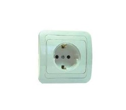 Розетка 1-м СП Mimoza 16А IP20 с заземл. бел./бел. керам. основание Makel