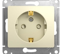 Механизм розетки 1-м СП Glossa 16А защ. шторки с заземл. беж. SchE