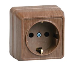 Розетка 1-м ОП Октава 16А РС20-3-ОД с заземл. дуб ИЭК
