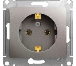 Механизм розетки 1-м Glossa 16А 250В с заземл. платина SchE