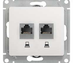 Механизм розетки комп. 2-м Glossa RJ45+RJ45 кат.5е бел. SchE