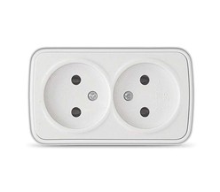 Розетка 2-м ОП Электра 16А IP20 без заземл. бел. Союз 00