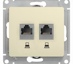 Механизм розетки комп. 2-м Glossa RJ45+RJ45 кат.5е беж. SchE