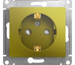 Механизм розетки 1-м Glossa 16А 250В защ. шторки с заземл. фисташк. SchE