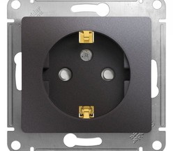 Механизм розетки 1-м Glossa 16А 250В защ. шторки с заземл. графит SchE