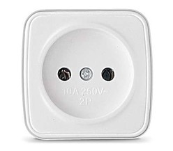 Розетка 1-м ОП Электра 10А IP20 без заземл. бел. Союз 00
