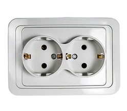 Розетка 2-м CLASSICO с заземл. 2128 бел. ASD / IN HOME