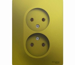 Розетка 2-м СП Glossa 16А IP20 без заземл. в сборе фисташк. SchE