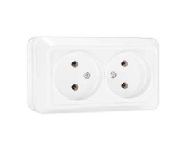 Розетка 2-м ОП Олимп 16А IP20 бел. Universal