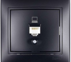 Розетка компьютерная 1-м СП Мира RJ45 черн. бархат LEZARD