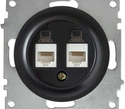 Механизм розетки комп. 2-м СП Florence RJ45 кат.5e черн. 1E20901303 OneKeyElectro