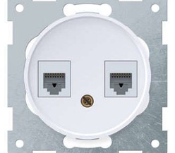 Механизм розетки комп. + телеф.2-м СП Florence RJ11/RJ45 кат.5e бел. 1E20801300 OneKeyElectro
