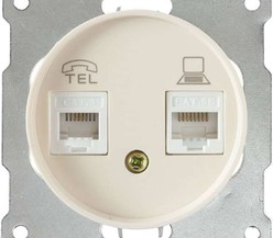 Механизм розетки комп. + телеф.2-м СП Florence RJ11/RJ45 кат.5e беж. 1E20801301 OneKeyElectro