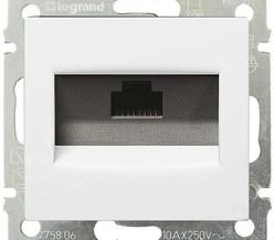 Механизм розетки информ. 1-м СП Valena RJ45 CAT.5E UTP с захватами бел. Leg