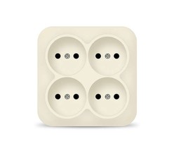 Розетка 4-м ОП 10А IP20 без заземл. сл. кость квадрат IONICH