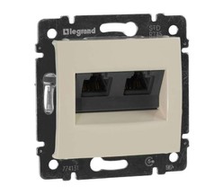 Механизм розетки информ. 2-м СП Valena RJ45 + RJ45 CAT.5E UTP с захватами сл. кость Leg