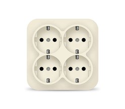 Розетка 4-м ОП 16А IP20 с заземл. сл. кость квадрат IONICH