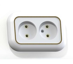 Розетка 2-м СП Валентина 10А IP20 РС10-393 бел./зол. Кунцево