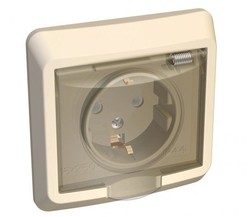 Розетка 1-м СП Этюд 16А IP44 250В защ. шторки с заземл. крем. SchE
