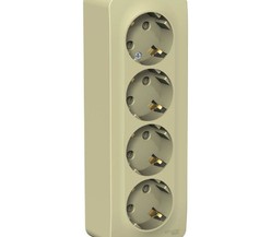 Розетка 4-м ОП BLANCA 16А 250В защ. шторки с заземл. изол. пласт. беж. SchE