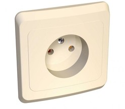 Розетка 1-м СП Этюд 16А IP20 без заземл. крем. SchE