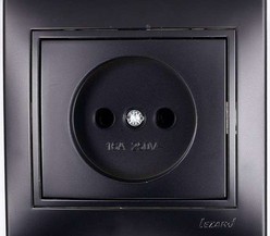 Розетка 1-м СП Мира 16А IP20 без заземл. керам. черн. бархат со вставкой LEZARD