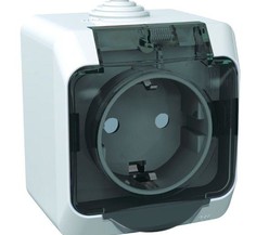 Розетка 1-м ОП Этюд 16А IP44 250В с защ. крышкой защ. шторки с заземл. бел. SchE