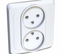 Розетка 2-м СП Этюд 16А IP20 без заземл. бел. SchE