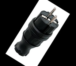 Вилка прямая 16А IP44 2P+PE 230В каучук EKF