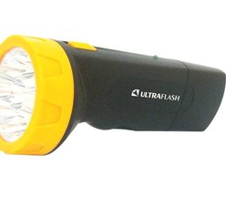 Фонарь LED 3829 (аккум. 220В черн./жел. 9 LED SLA пласт. коробка) Ultraflash