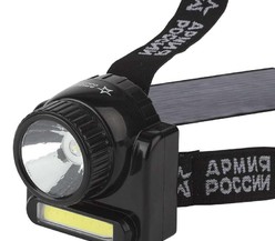 Фонарь GA-501 АРМИЯ РОССИИ налобный Гранит 3Вт COB + 3Вт LED ближний и дальний свет аккум. карт. упак. ЭРА