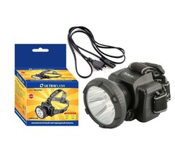 Фонарь налобный аккумуляторный LED 5365 (220В 5LED 2 режима; черн.) Ultraflash